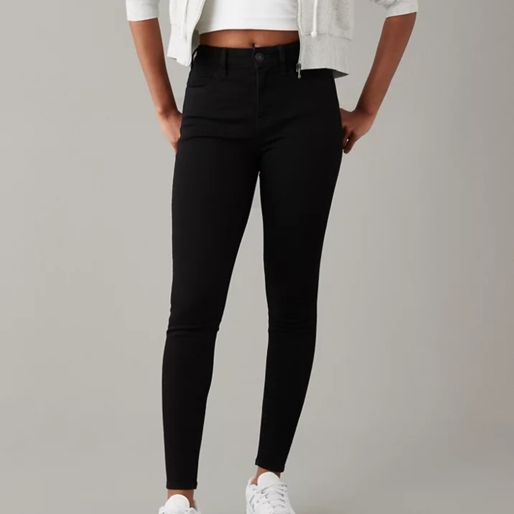 American Eagle High Rise Skinny Jeans - Black - 14